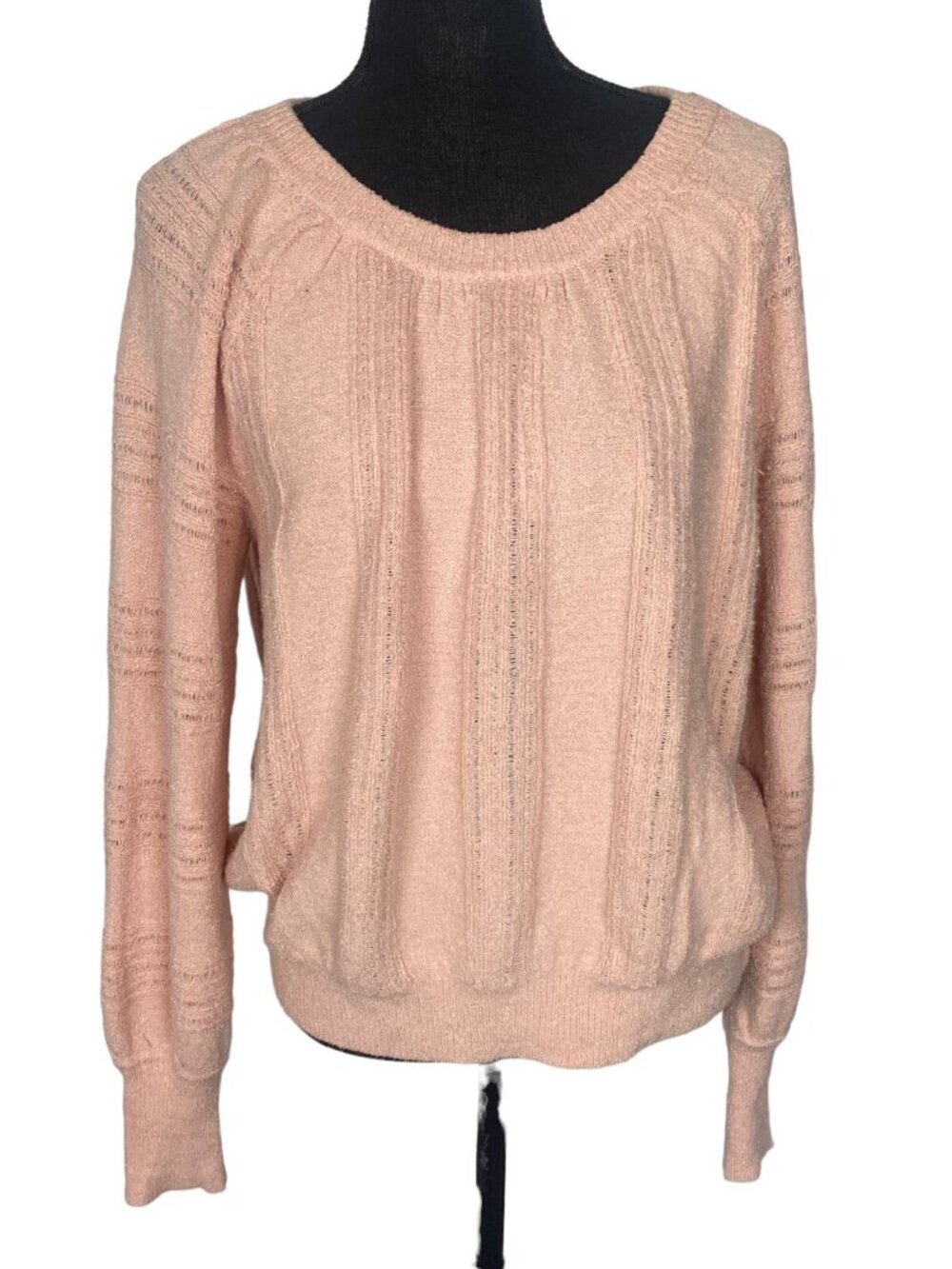 Anthropologie MEADOW RUE Women Pullover Boucle Jumper Sweater Sz M Pink 46-13